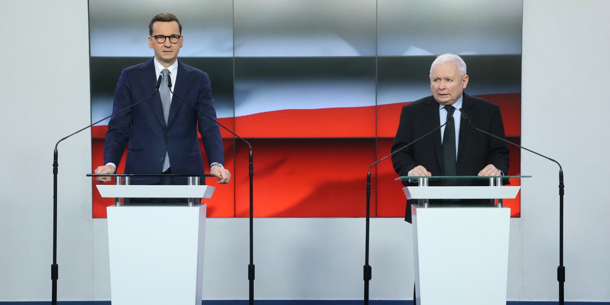 Premier Mateusz Morawiecki i prezes PiS Jarosław Kaczyński