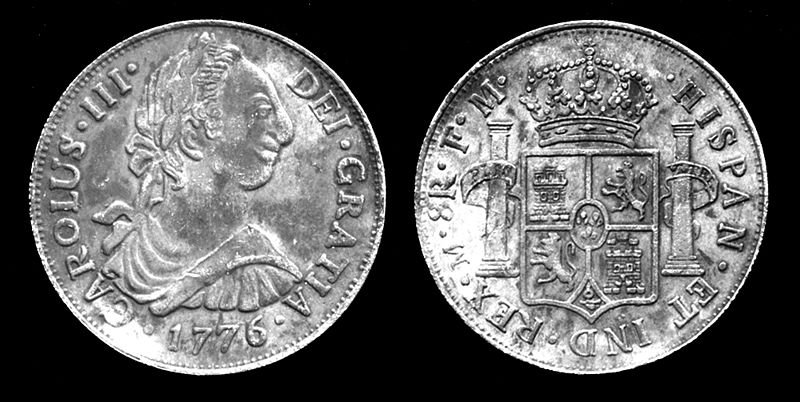 Hiszpański pillar dollar z 1776 roku - domena publiczna