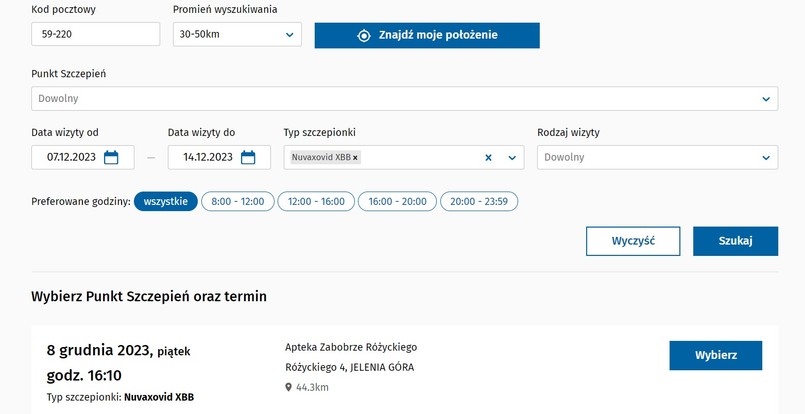 Terminy na szczepienie przeciwko COVID-19 - woj. dolnośląskie