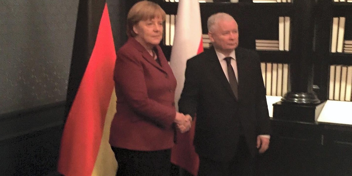 Angela Merkel i Jarosław Kaczyński