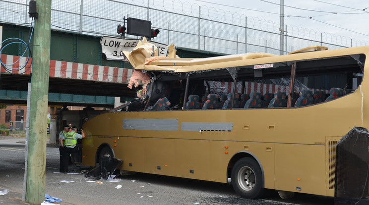 Fékezés nélkül, 14 utassal hajtott a busz a híd peremébe / Fotó: AFP