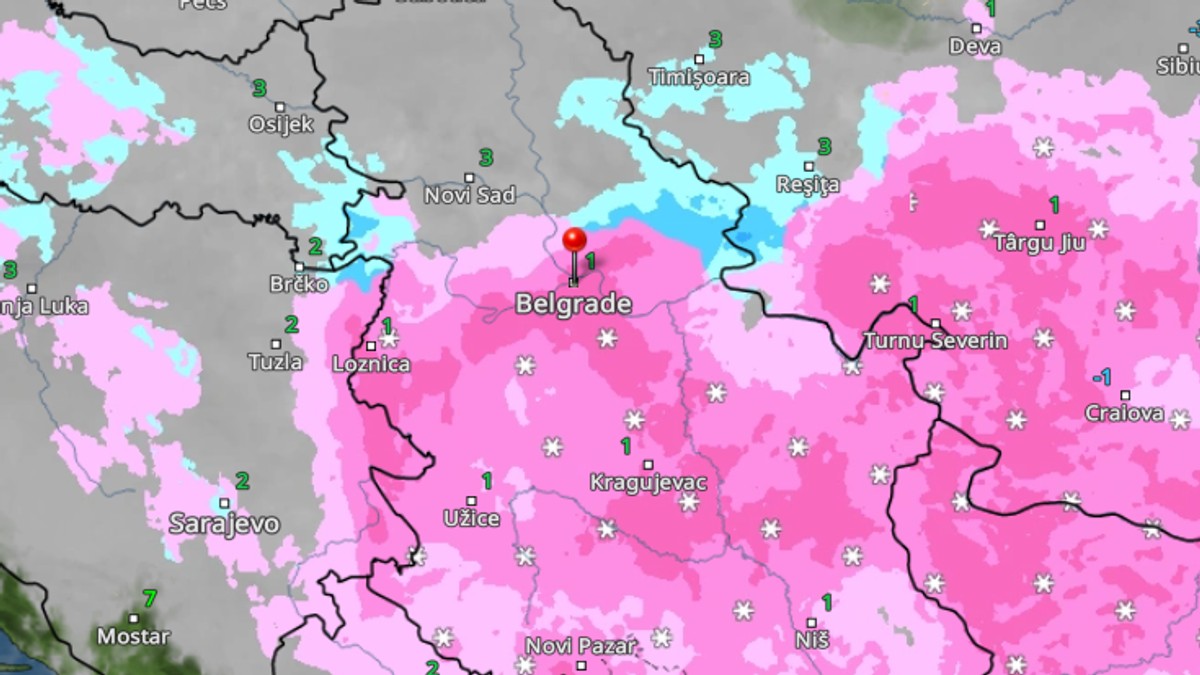 Kretanje padavina u Srbiji u 9 časova sutra