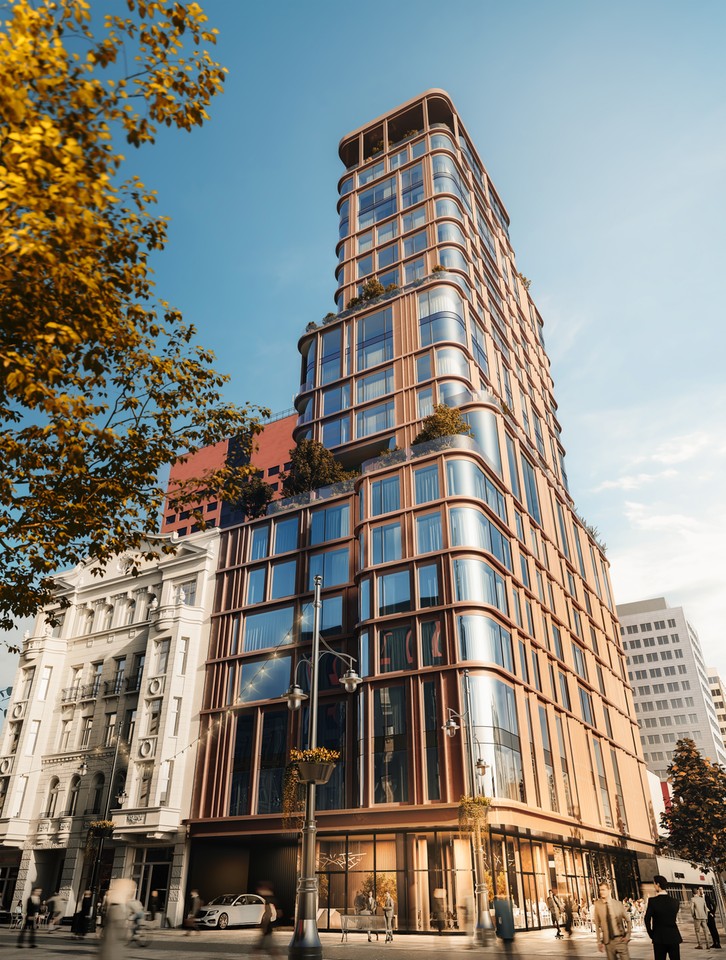 Wizualizacja Golden Tower — wieżowca powstającego w Łodzi fot. materiały inwestorów