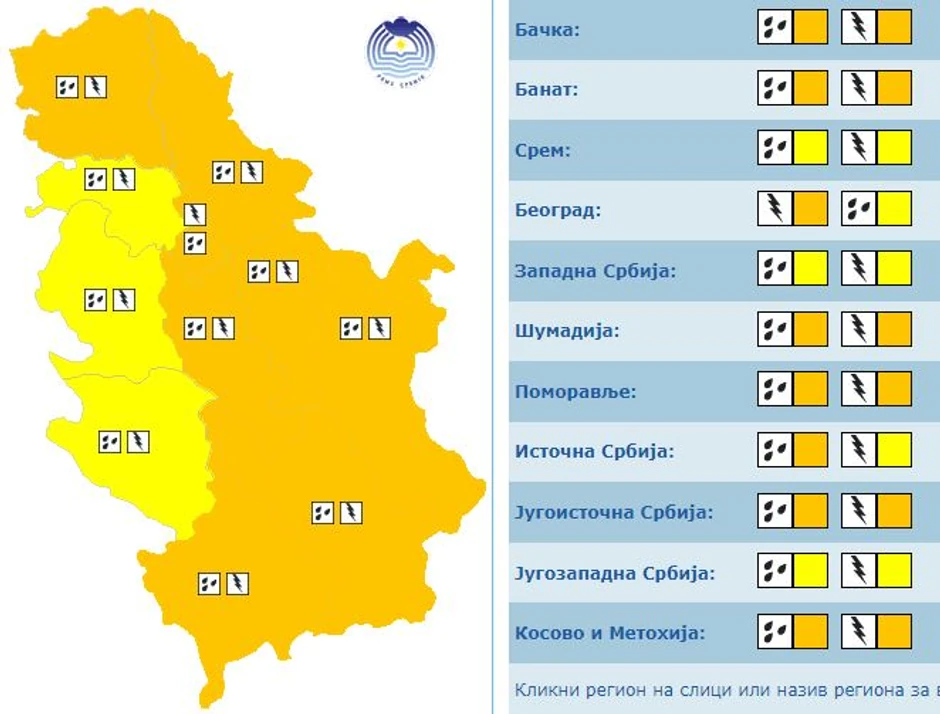 Meteoalarm za sutra