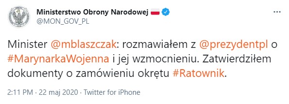 Minister Błaszczak informuje o powrocie projektu "Ratownik"