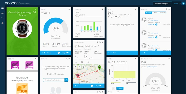 Garmin Connect - aplet online