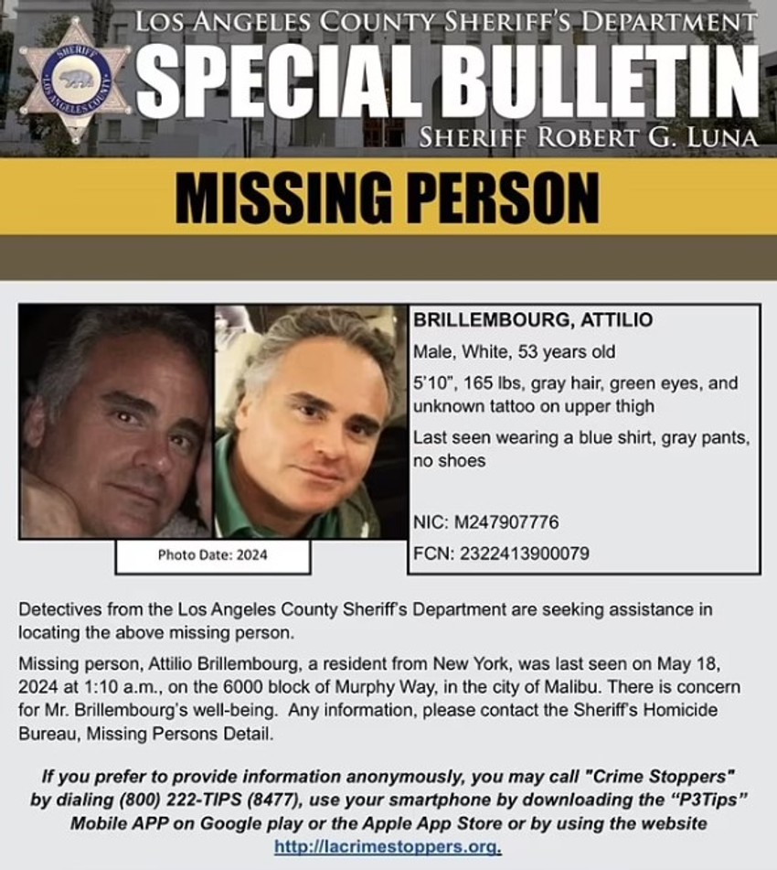 Obaveštenje o nestanku Atilija Brilemburga