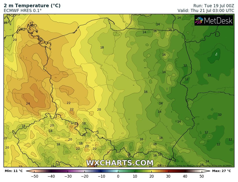 Noc ze środy na czwartek będzie wyjątkowo ciepła na zachodzie.