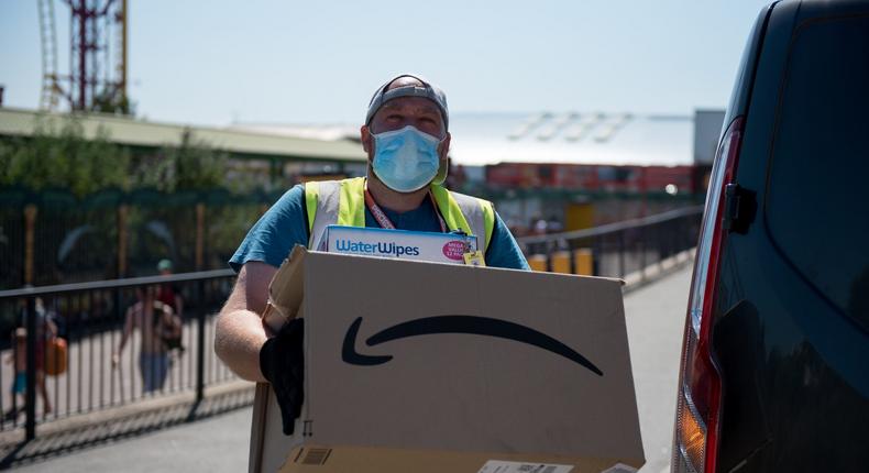 An Amazon delivery driver.