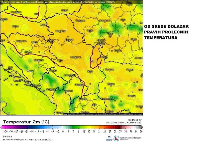 Od srede prolećne temperature