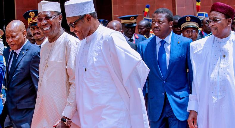 President Buhari participates in the ExtraOrdinary Session of the Conference of Heads of State of CEN-SAD, in N Djamena, Chad, on 13th April 2019 2 (Twitter @@MBuhari)