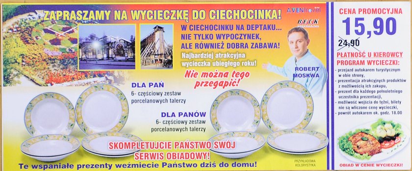 Robert Moskwa reklamuje wycieczki