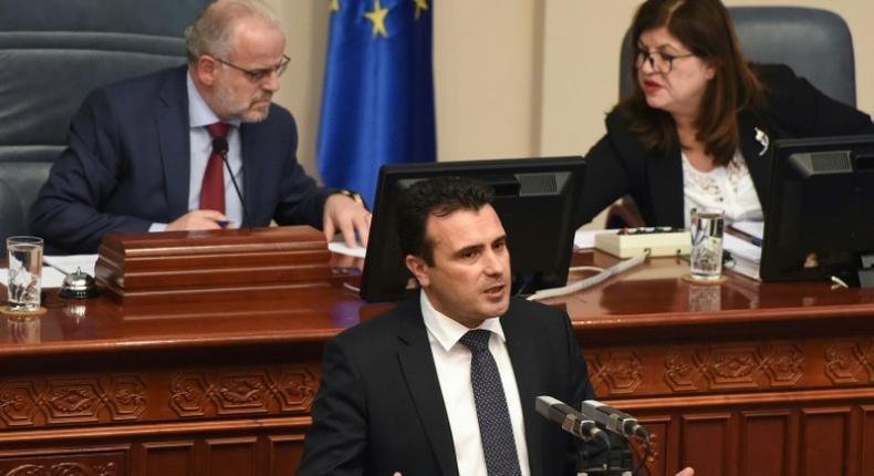 Macedonian Prime Minister Zoran Zaev addressed the parliament in Skopje after the vote to change the country's name