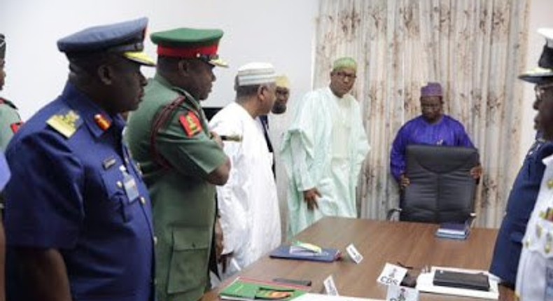 President Muhammadu Buhari meets with service chiefs