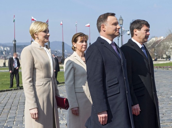 Agata Kornhauser-Duda, Anita Herczegh, Andrzej Duda i Janos Ader