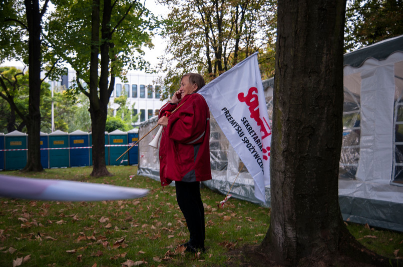 Protest związkowców z Solidarności w Warszawie. Fot. Maciek Suchorabski