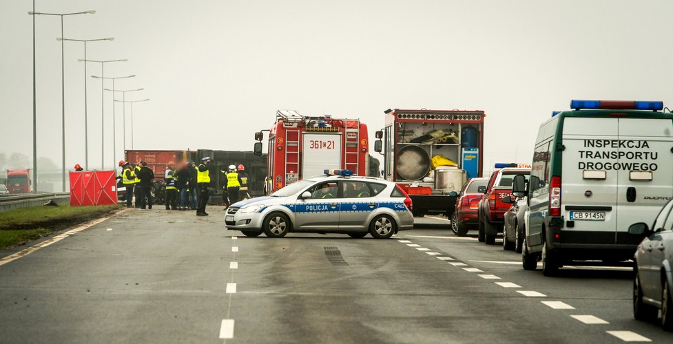 Wypadek na autostradzie A1