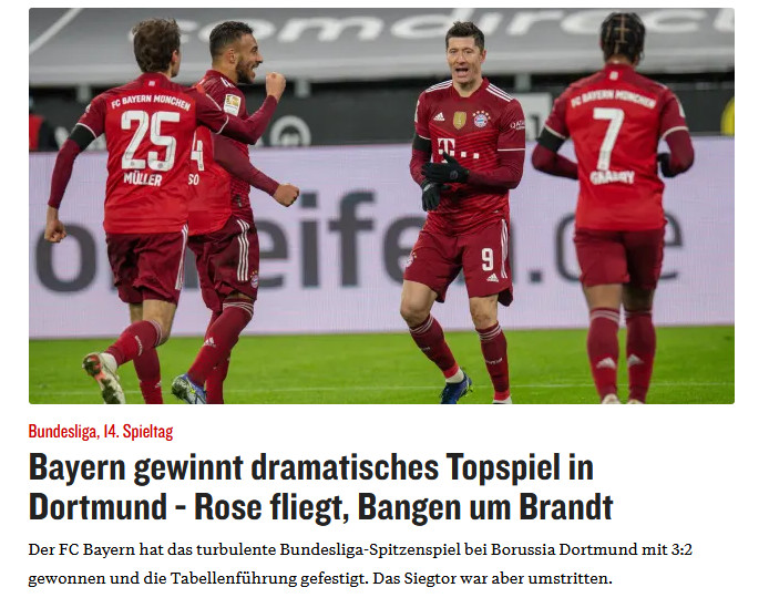 "Kicker" o meczu Borussii z Bayernem