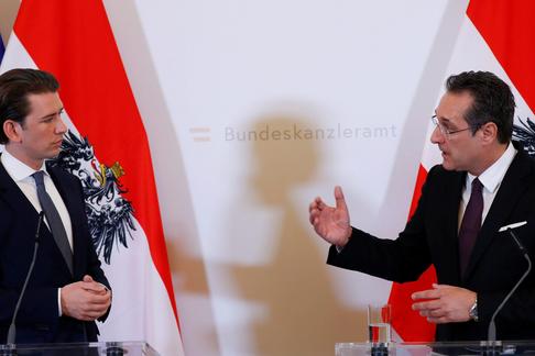 Austria's Chancellor Kurz and Vice Chancellor Strache address the media in Vienna