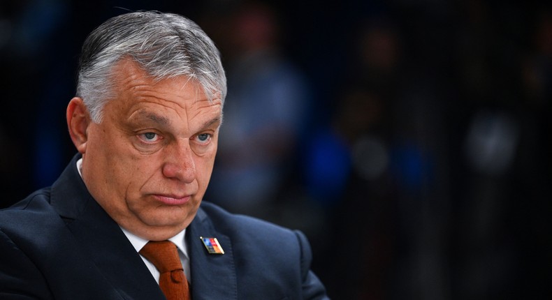 Hungary's Prime Minister Viktor Orban looks on ahead of a meeting of the North Atlantic Council during the NATO summit at the Ifema congress center in Madrid, on June 30, 2022.Photo by GABRIEL BOUYS/AFP via Getty Images