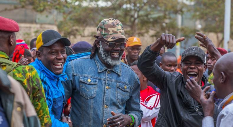 Professor George Wajackoyah's lookalike Gordon Owino spotted at Azimio final rally at Kasarani Stadium on August 6, 2022 [Photo: Danite Kinyanjui]