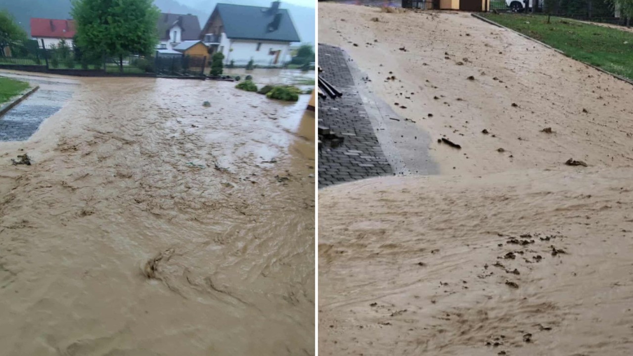 Groźne burze w Małopolsce. Woda wlewa się na posesje, spadł grad "wielkości orzechów"