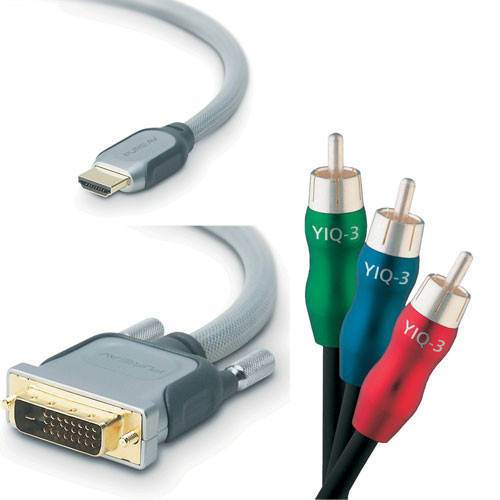 Trzy typy połączeń HD - HDMI (po lewej), DVI (po lewej na dole) i komponentowe (na dole po prawej)