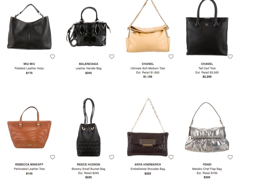 The RealReal's website boasts luxury handbags.