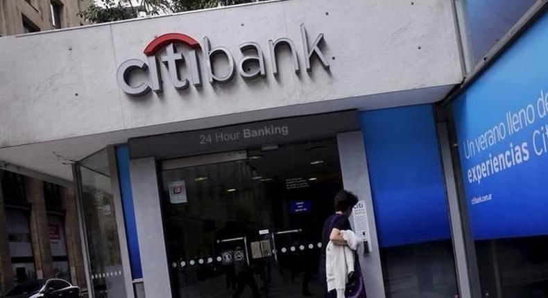 A woman enters a Citibank branch in Buenos Aires, Argentina, February 19, 2016. REUTERS/Marcos Brindicci