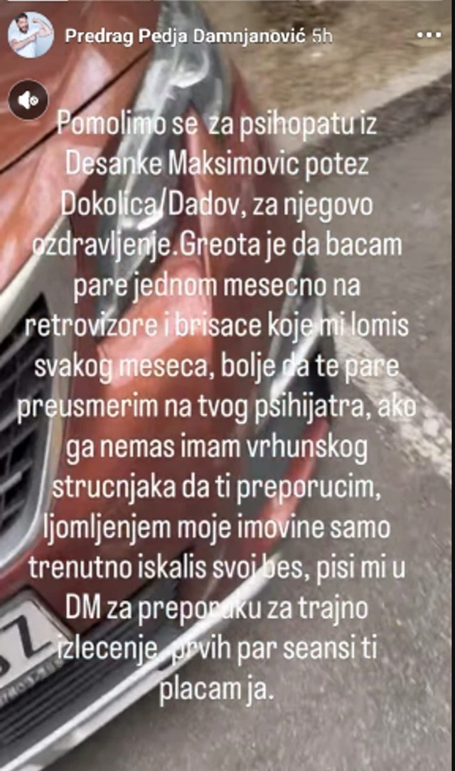 Objava Peđe Damjanovića