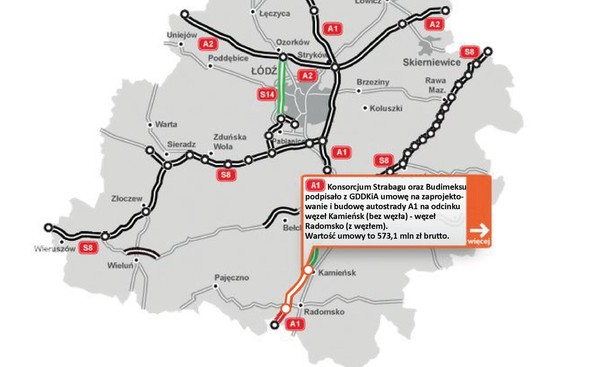 A1 - odcinek Kamieńsk - Radomsko