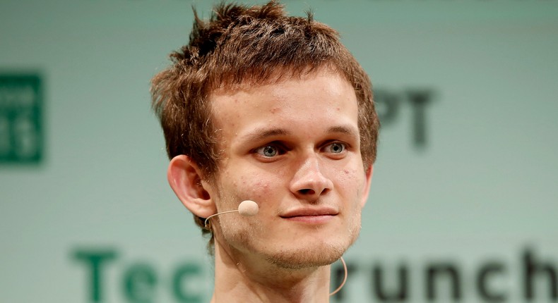 Founder of Ethereum Vitalik Buterin during TechCrunch Disrupt London on December 8, 2015 in London, England.
