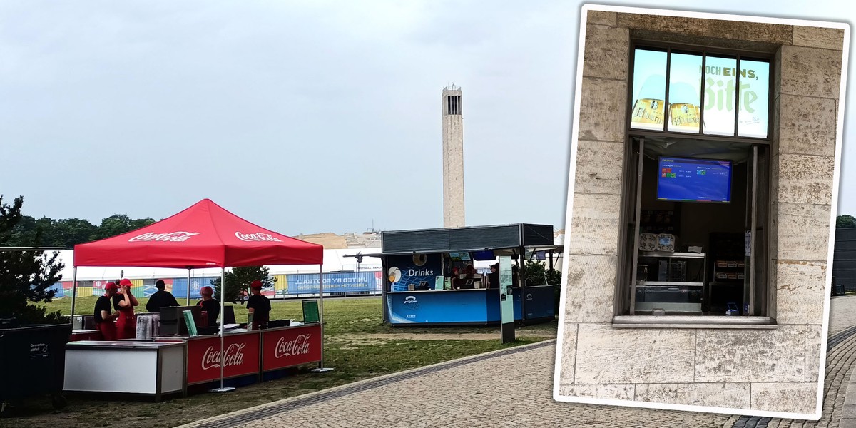 Jedzenie na stadionie w Berlinie jest sprzedawane w specjalnych punktach w elewacji obiektu.