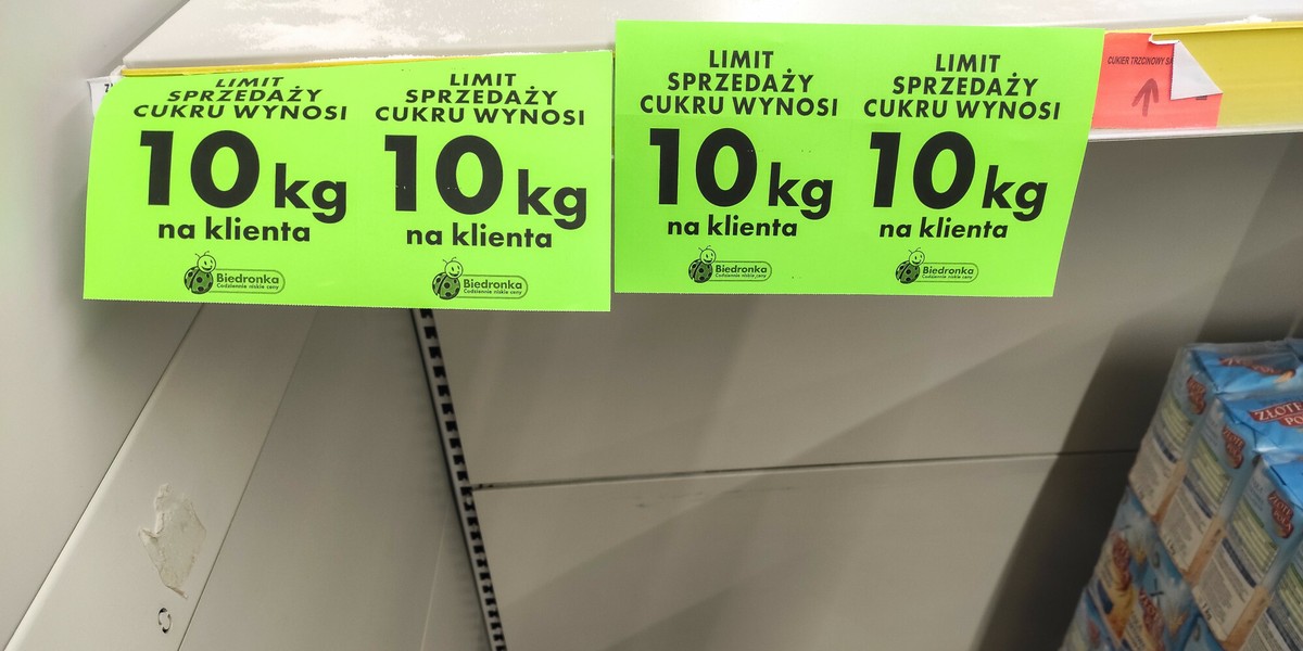 Do niedawna w Biedronce jeden klient nie mógł kupić więcej niż 10 kg cukru