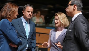 Kaja Kalas i slovenačka ministarka spoljnih poslova Tanja Fajon na sastanku u Luksemburgu 21. aprila