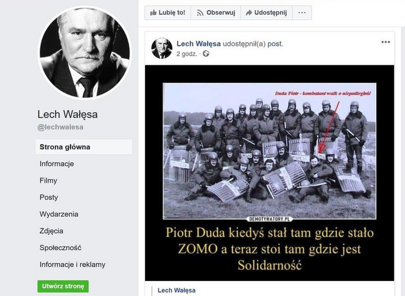 Grafika opublikowana przez Wałęsę na Facebooku