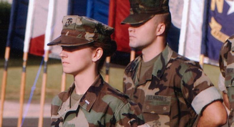 Angie Morgan pictured while serving in the Marines.