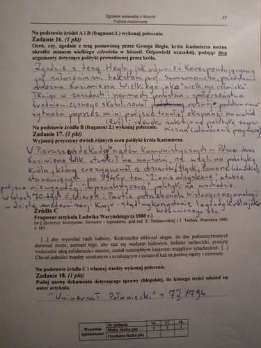 Matura z historii - odpowiedzi do zadań z poziomu rozszerzonego