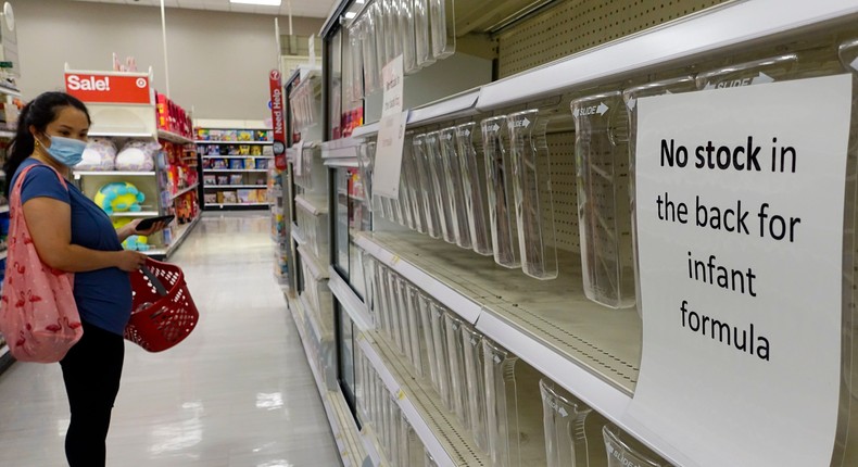 Empty shelves at a supermarket on May 23, 2022 in New York City.