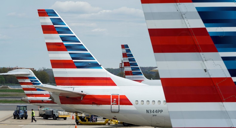 American Airlines' planes parked at a gate in Washington
