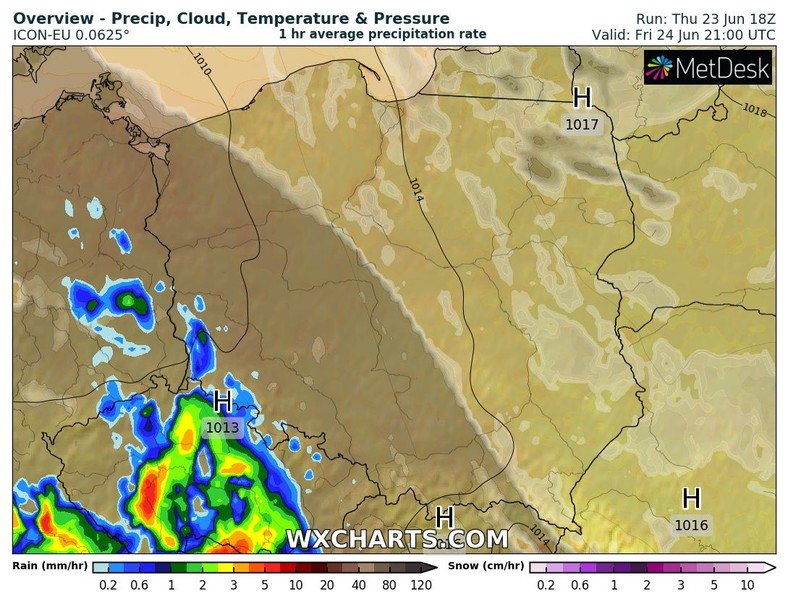 Na krańcach południowo-zachodnich pojawi się przelotny deszcz