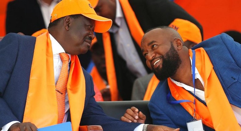 Opposition leader Raila Odinga with Mombasa Governor Hassan Joho