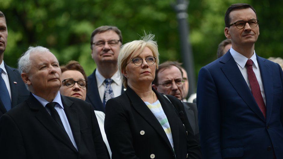 Jarosław Kaczyński, Julia Przyłębska i Mateusz Morawiecki