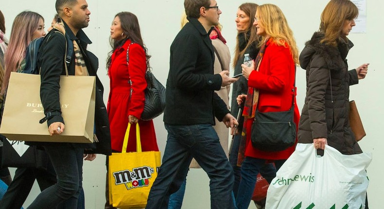 Shoppers on Oxford street in London.