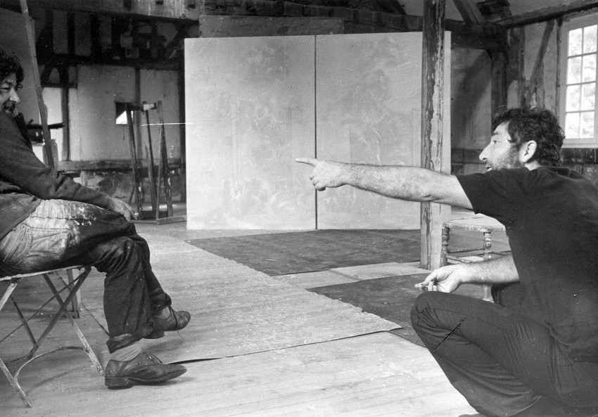 Dado Đurić i Ljuba Popović u ateljeu