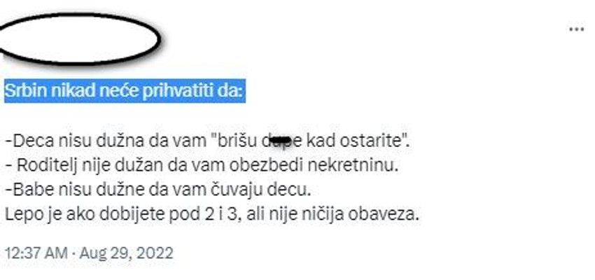 Objava sa tvitera