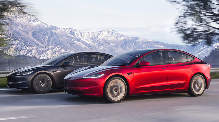 A frissített Tesla Model 3 több színben elérhető, elegánsabb külcsínt kapott / Fotó: Auto Bild