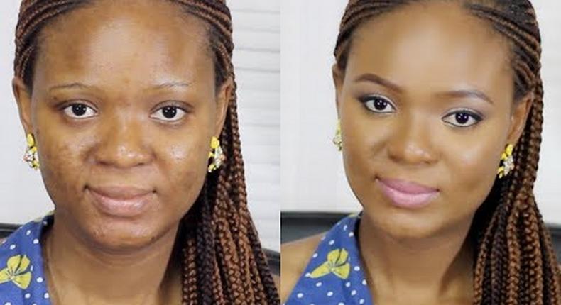 A full coverage foundation perfectly masks blemishes