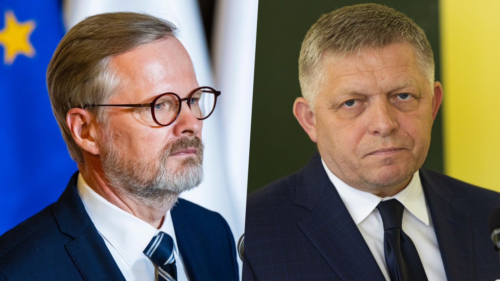 Český premiér Petr Fiala a predseda slovenskej vlády Robert Fico.