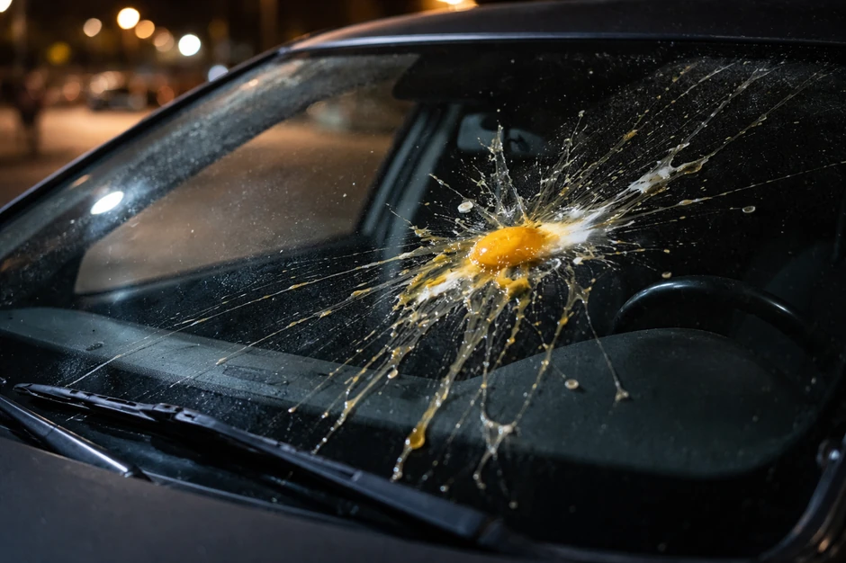 Razbijeno jaje na automobilu